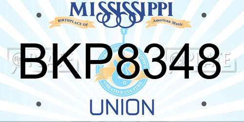 BKP8348 Mississippi License Plate