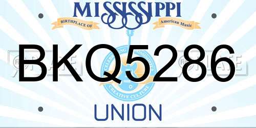 BKQ5286 Mississippi License Plate