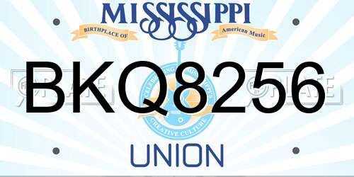 BKQ8256 Mississippi License Plate