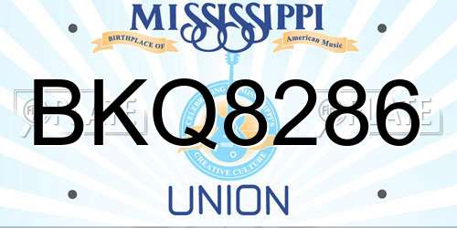 BKQ8286 Mississippi License Plate