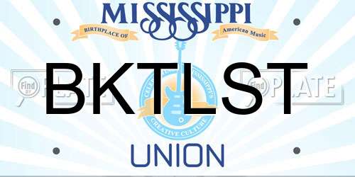 BKTLST Mississippi License Plate