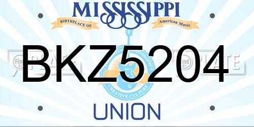BKZ5204 Mississippi License Plate