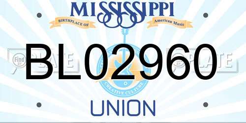 BL02960 Mississippi License Plate