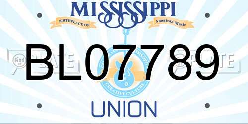 BL07789 Mississippi License Plate