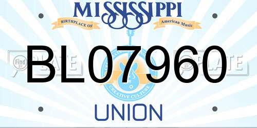 BL07960 Mississippi License Plate