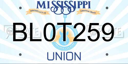 BL0T259 Mississippi License Plate