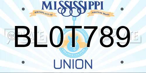 BL0T789 Mississippi License Plate