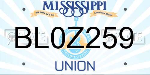 BL0Z259 Mississippi License Plate