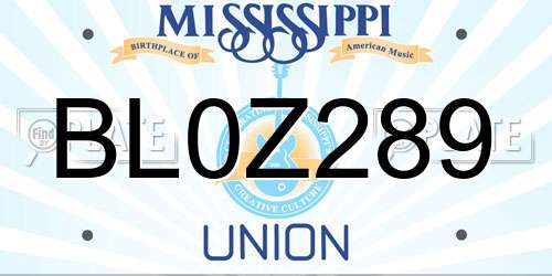 BL0Z289 Mississippi License Plate