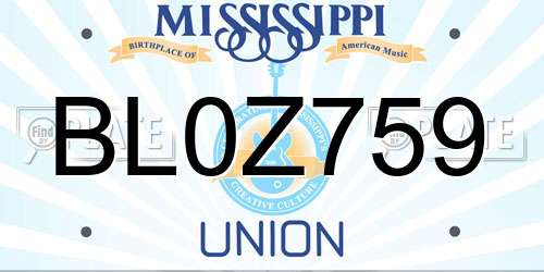 BL0Z759 Mississippi License Plate