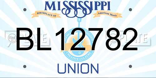 BL12782 Mississippi License Plate