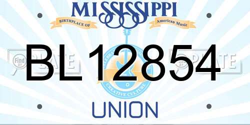 BL12854 Mississippi License Plate