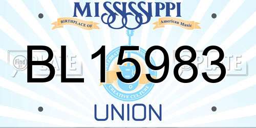 BL15983 Mississippi License Plate