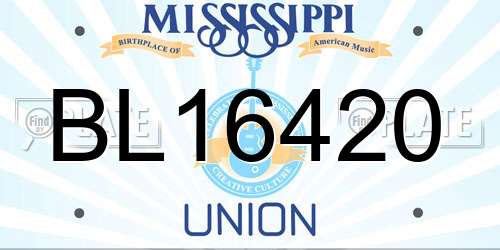 BL16420 Mississippi License Plate