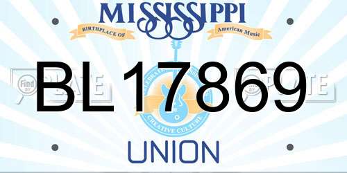 BL17869 Mississippi License Plate