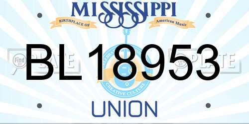 BL18953 Mississippi License Plate