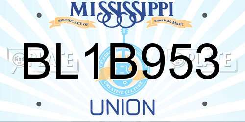 BL1B953 Mississippi License Plate
