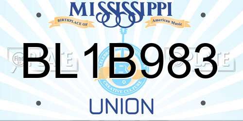 BL1B983 Mississippi License Plate