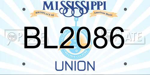 BL2086 Mississippi License Plate