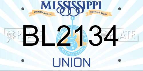 BL2134 Mississippi License Plate
