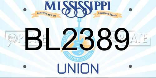 BL2389 Mississippi License Plate
