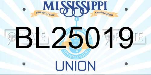 BL25019 Mississippi License Plate