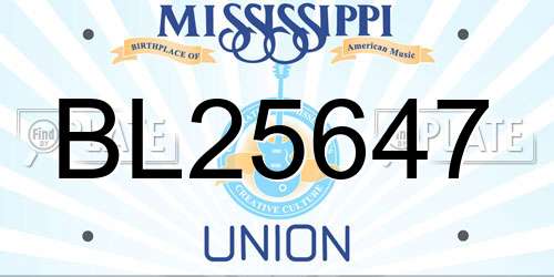 BL25647 Mississippi License Plate