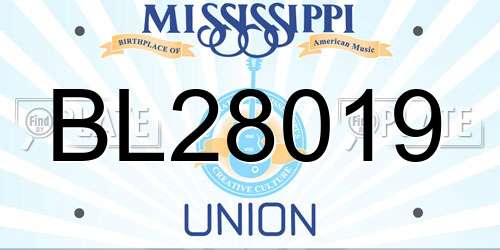 BL28019 Mississippi License Plate