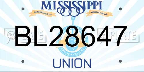 BL28647 Mississippi License Plate