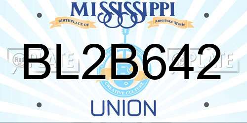 BL2B642 Mississippi License Plate