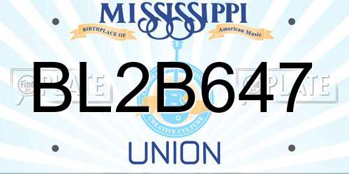 BL2B647 Mississippi License Plate