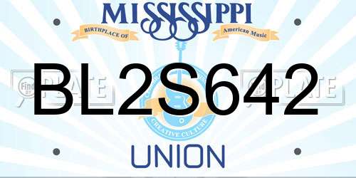BL2S642 Mississippi License Plate
