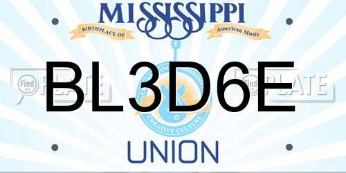 BL3D6E Mississippi License Plate