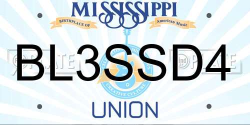 BL3SSD4 Mississippi License Plate
