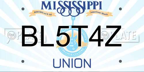 BL5T4Z Mississippi License Plate