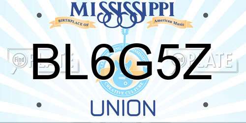 BL6G5Z Mississippi License Plate