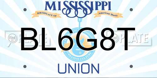 BL6G8T Mississippi License Plate