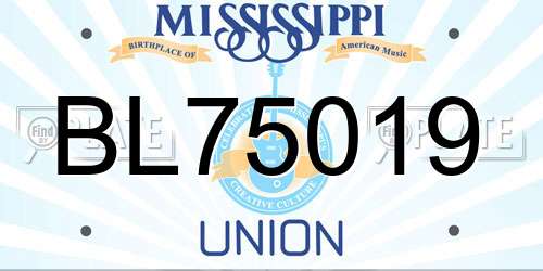 BL75019 Mississippi License Plate