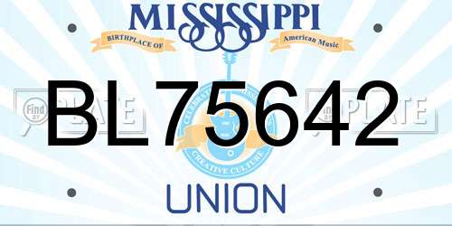 BL75642 Mississippi License Plate