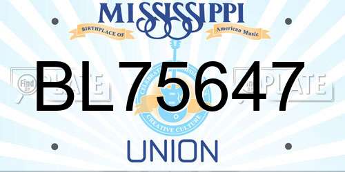 BL75647 Mississippi License Plate