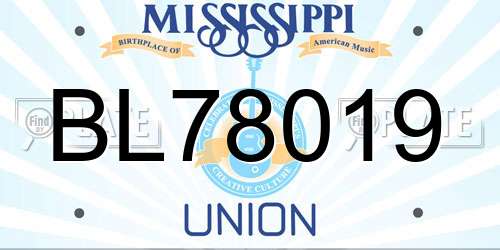 BL78019 Mississippi License Plate