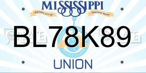 BL78K89 Mississippi License Plate