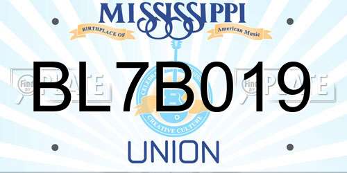 BL7B019 Mississippi License Plate