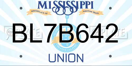BL7B642 Mississippi License Plate
