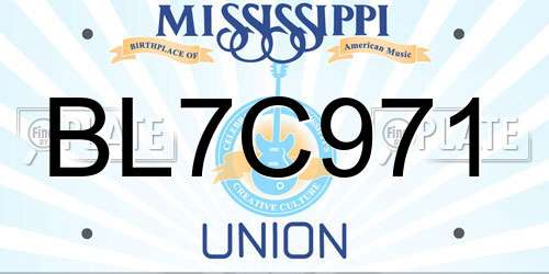 BL7C971 Mississippi License Plate