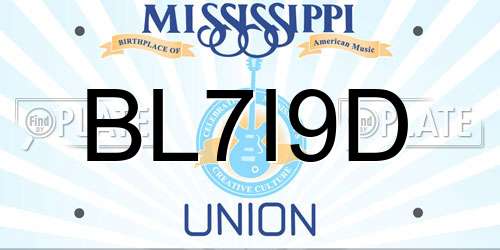 BL7I9D Mississippi License Plate