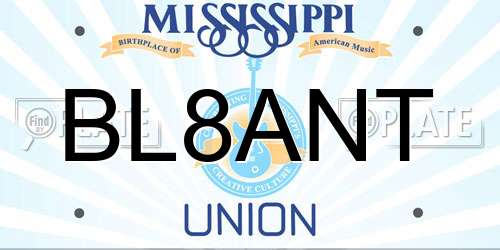 BL8ANT Mississippi License Plate