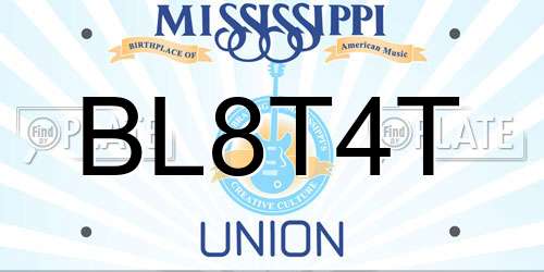 BL8T4T Mississippi License Plate