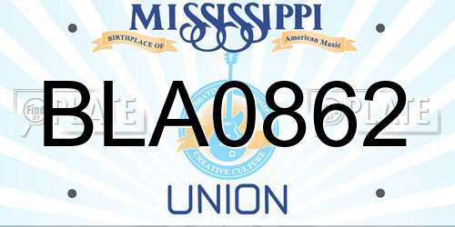 BLA0862 Mississippi License Plate
