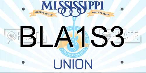 BLA1S3 Mississippi License Plate